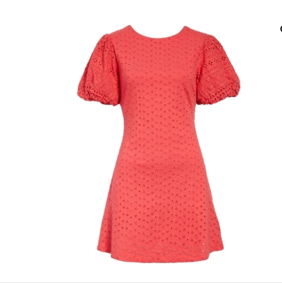 Free People NWTs Apricot Rose Eyelet Mini Dress - Picture 8 of 9